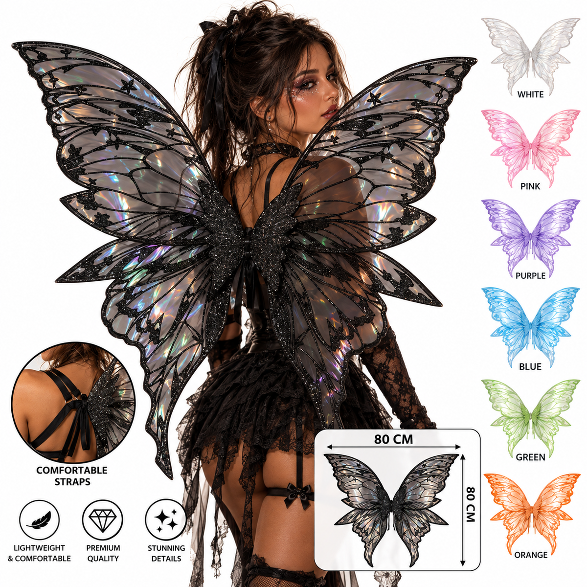 Iridescent Strapless Fairy Wings